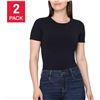 Image 1 : Tahari Ribbed Cotton Short Sleeve T-Shirt, L/G, Pack of 2 (Black & White)