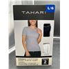 Image 2 : Tahari Ribbed Cotton Short Sleeve T-Shirt, L/G, Pack of 2 (Black & White)