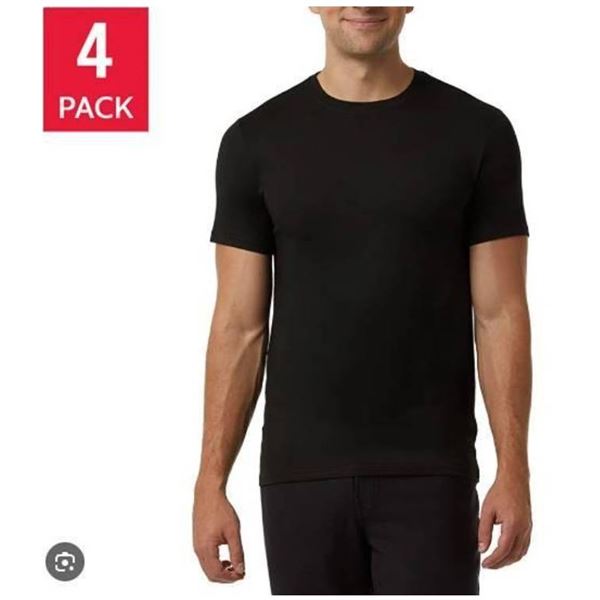 Men's 4-Pack 32 Degrees Cool Short Sleeve Crew Neck Shirts, Black, Size M/M