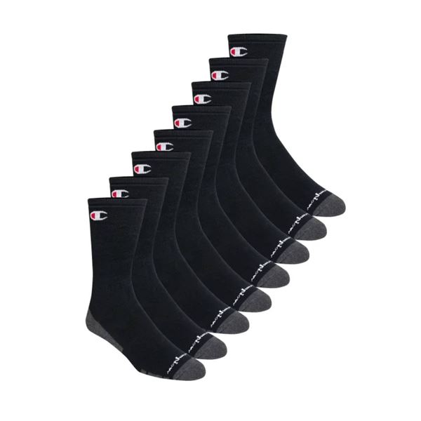 Champion Performance 8 Pairs Men's Full Cushion Crew Socks