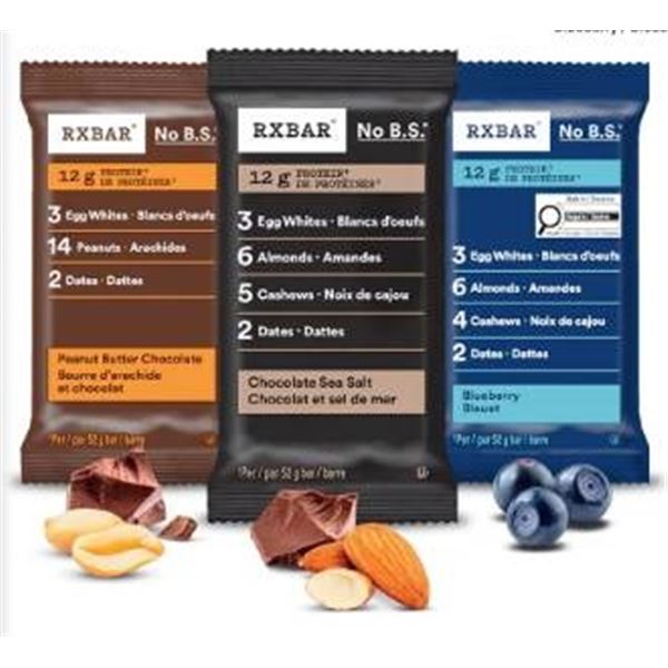 RXBAR 14-Count Protein Bars Assortment - Chocolate, Peanut Butter, Blueberry