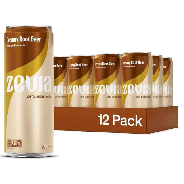 Zevia Creamy Root Beer Zero Sugar Soda 12-Pack 355ml Cans