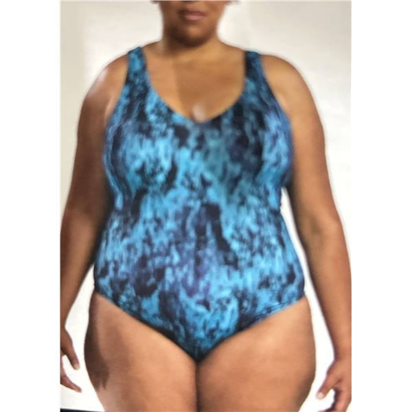TYR Women's One-Piece Swimsuit in Blue/Black, Size XL Tall
