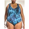 Image 1 : TYR Women's One-Piece Swimsuit in Blue/Black, Size XL Tall