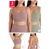 Image 1 : Aurum - Women's Square Neck Sports Bra, 2 Pack Size Medium