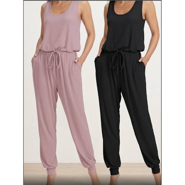 Naturi Women's Jumpsuit, Size L/G, Pink and Black, 2-Pack