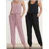 Image 1 : Naturi Women's Jumpsuit, Size L/G, Pink and Black, 2-Pack