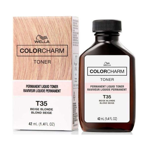 Wella Color Charm T35 Permanent Liquid Toner, Beige Blonde, 42 mL (1.4 fl oz), Lot of 6