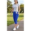 Image 1 : Women’s Bright Blue Medium Capri-Length Leggings with Side Pockets Size Medium