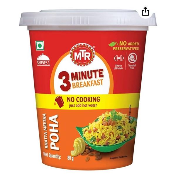 MTR 3 Minute Breakfast Poha, 6 x 80g