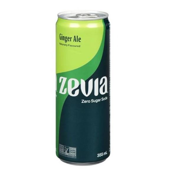 Zevia Ginger Ale Soda, Zero Sugar, 355ml Cans - Case of 24