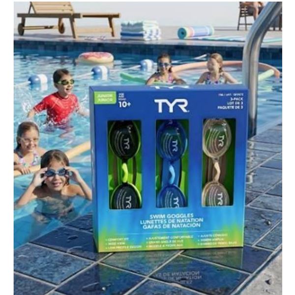 TYR Junior Swim Goggles 3-Pack for Ages 10+