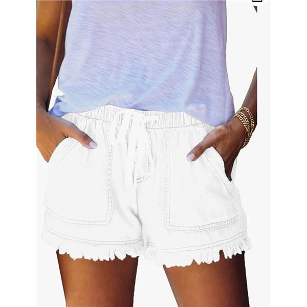 HVepuo X002SU4LAV Women's Summer Paper Bag Jean Shorts, Size M