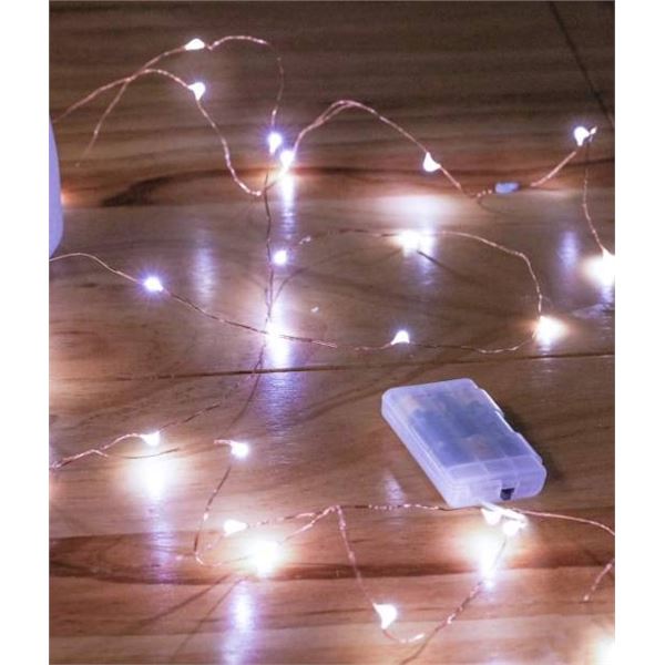 Lot of 5 - Battery Operated LED String Lights, 10 Ft, Warm White, 4-Pack