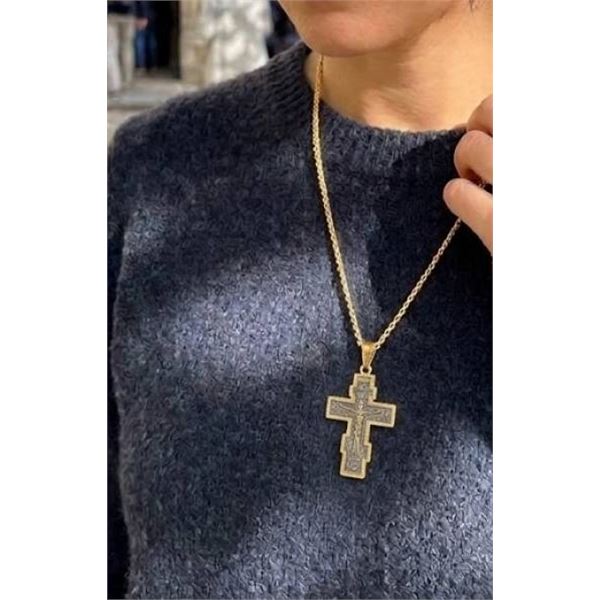 U7 Crucifix Jesus Cross Pendants & Necklaces Gold Color Stainless Steel Chain Vintage Catholic