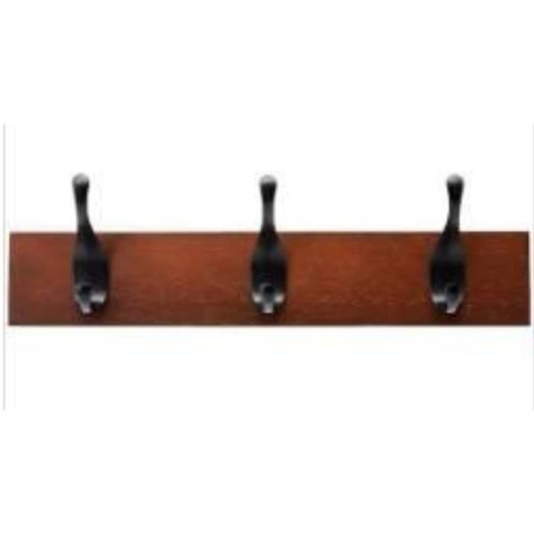 Amazon Basics Wall-Mounted Coat Rack, 3 Modern Hooks, Espresso Finish