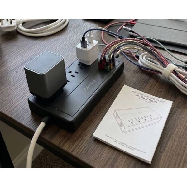 Powerjc Tower Power Strip Surge Protector PO-WS103, Black