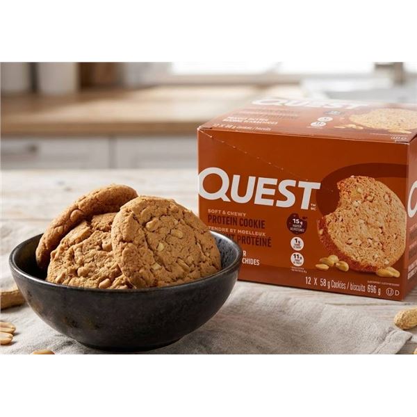Quest Soft & Chewy Protein Cookie, Peanut Butter, 12 x 58 g, 696 g Total