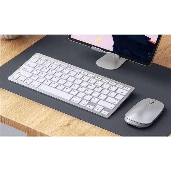 Omoton Bluetooth Keyboard and Mouse Combo, Silver Finish