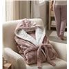 Image 1 : Hooded Bathrobe, Size Large Dark Rose With White Trim