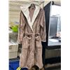 Image 2 : Hooded Bathrobe, Size Large Dark Rose With White Trim