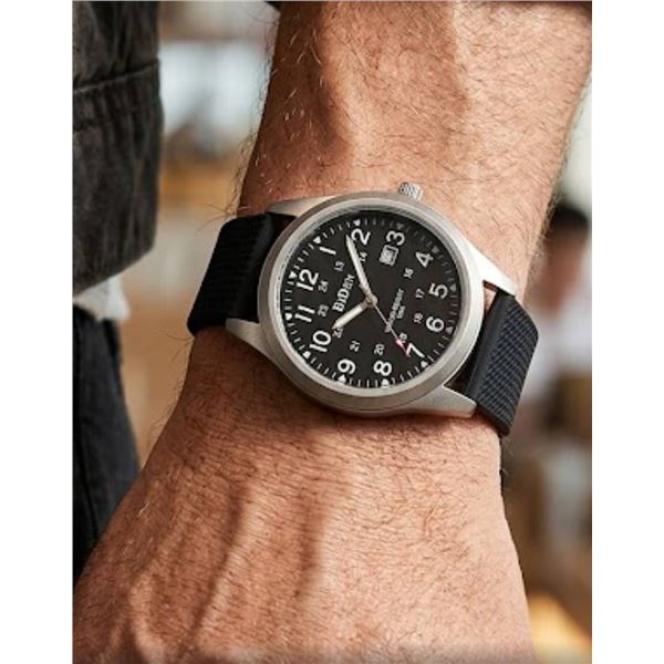 BIDEN Men’s Analog Quartz Watch, Silver/Black