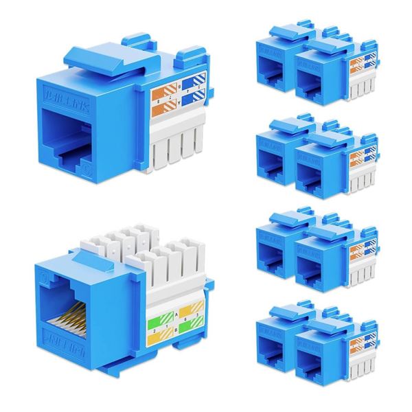 iwillink Cat6 Keystone Jack 10-Pack, RJ45 Keystone Jack, 90-Degree Ethernet Keystone Coupler, Punch 