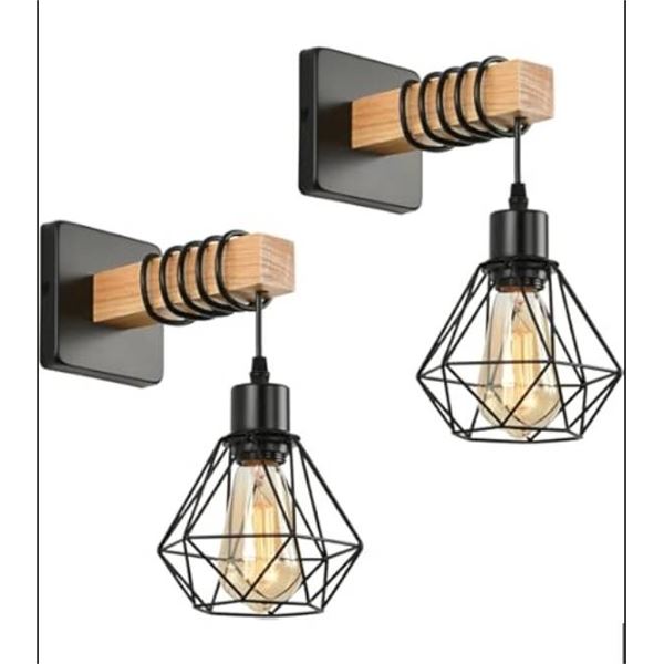Lomoky Farmhouse Wall Sconce Light Fixtures with 5.58FT Cord, 2 Lights