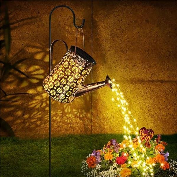 Solar Watering Can with Lights,Solar Outdoor Garden Decor Waterproof Large Hanging Lantern