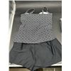 Image 2 : Christina Two-Piece Women’s Swimsuit with Geometric Pattern Top and Black Bottoms