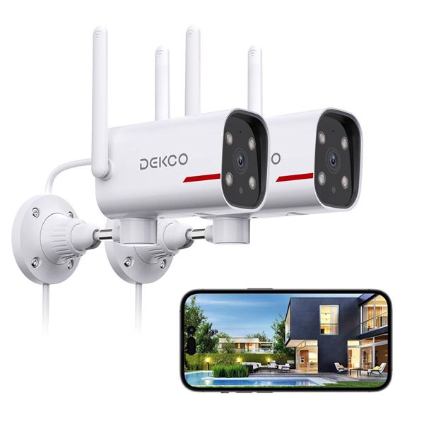 Dekco 2K Wi-Fi Security Camera DC4L Set with Accessories