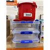 Image 2 : Sistema Food Storage Containers With Red Bowl And Blue Locking Lid Design