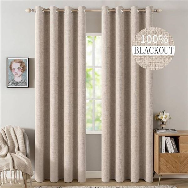 Beautyrest Black Grommet Top Blackout Curtain with Liner, 52 in x 90 in, 2 Panels
