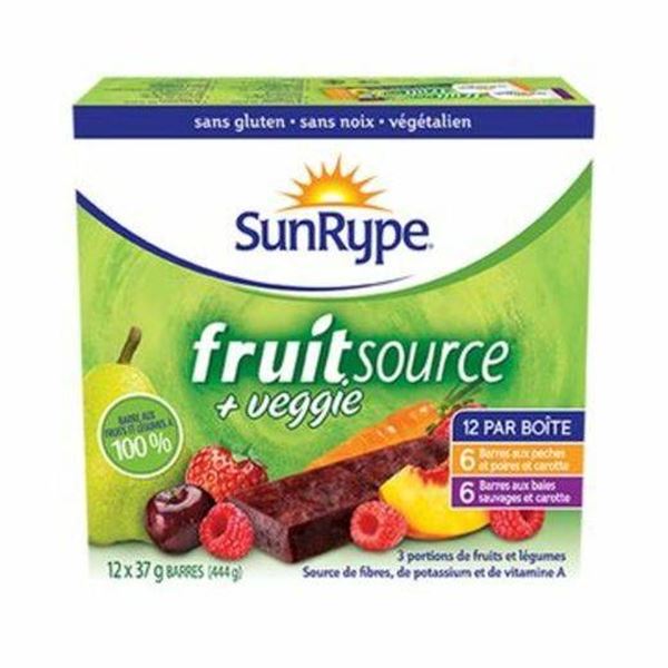SunRype FruitSource + Veggie Bars (4 Packs Of 15 x 37g Bars)