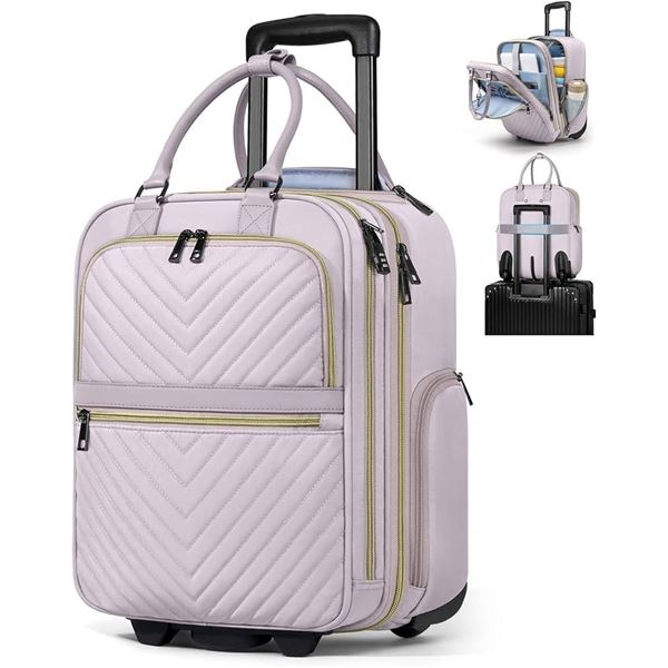 Rain Snoe Rolling Backpack with Quilted Design and Extendable Handle