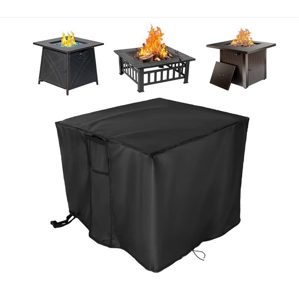 Amazon Basics Square Patio Fire Pit/Table Cover, Black, 44 x 44 x 22 Inches