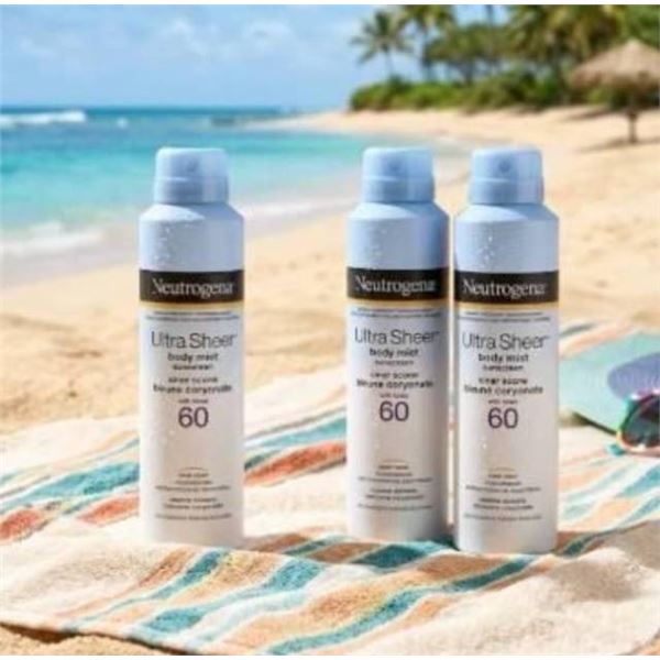 Neutrogena Ultra Sheer Body Mist Sunscreen SPF 60, 3 x 141 g