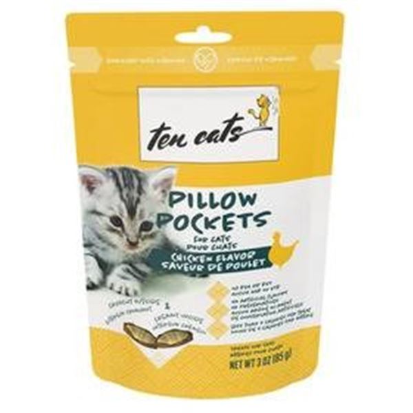 Ten Cats Pillow Pockets Chicken Flavor Cat Treats 85g (12 Units)