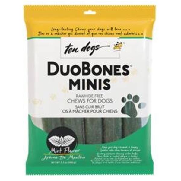 Ten Dogs DuoBones Minis Mint Flavor Rawhide-Free Chews for Dogs 24 x 100g