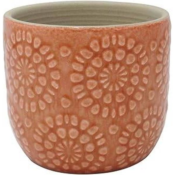 Stone and Beam Floral Embossed Planter in Arabesque Color, Small