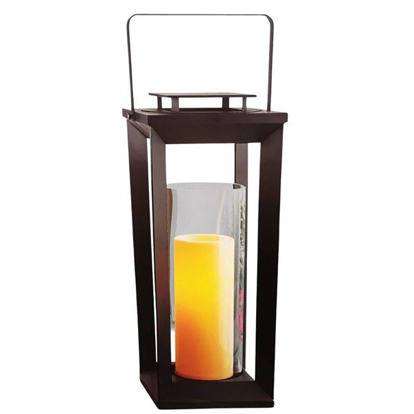 TX Brands Indoor/Outdoor Pillar Candle Lantern with Remote Control