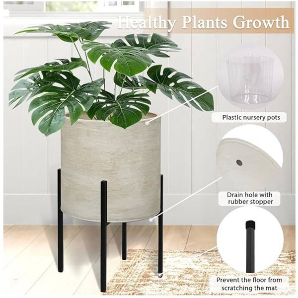 Rivet Mid-Century Ceramic Planter with Iron Stand 17 inch high - pic may differ slightly