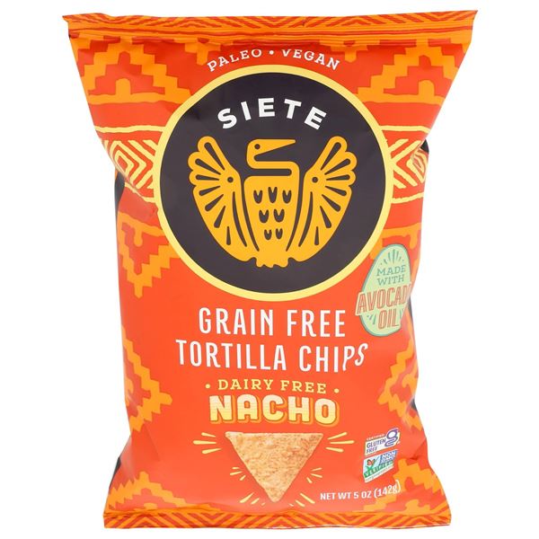 Siete Grain Free Tortilla Chips, Nacho Flavor, Case of 12 x 142 g
