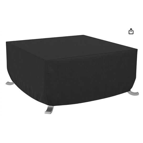 Amazon Basics Square Patio Fire Pit/Table Cover - Black, 44 x 44 x 22 in