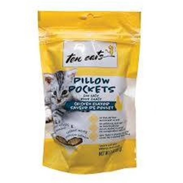 Ten Cats Pillow Pockets Chicken Flavor Cat Treats, 85g, Case of 12