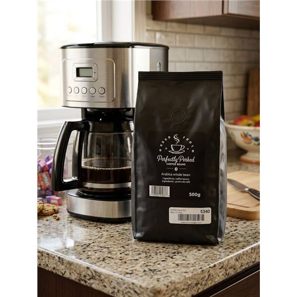 Perfectly Perked Arabica Whole Bean Coffee, 500g, Lot of 2
