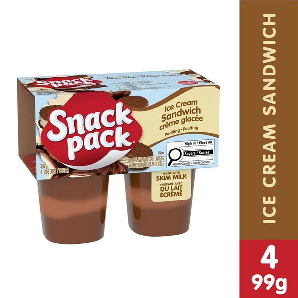 Snack Pack Ice Cream Sandwich Pudding 12 Pack, 99g Each
