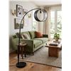 Image 1 : Adjustable Floor Lamp With Fabric Shade and Metal Base