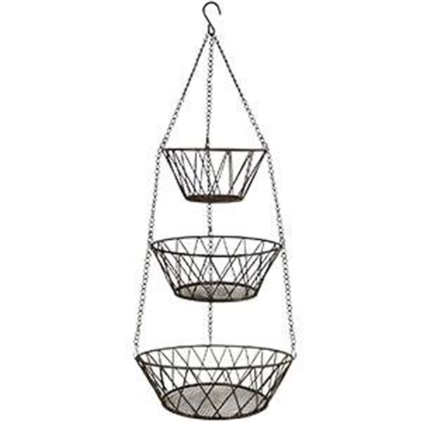Three-Tier Black Wire Hanging Storage Basket