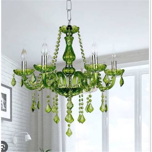 Green Glass Chandelier with Model Number AA6886-8tou-FF